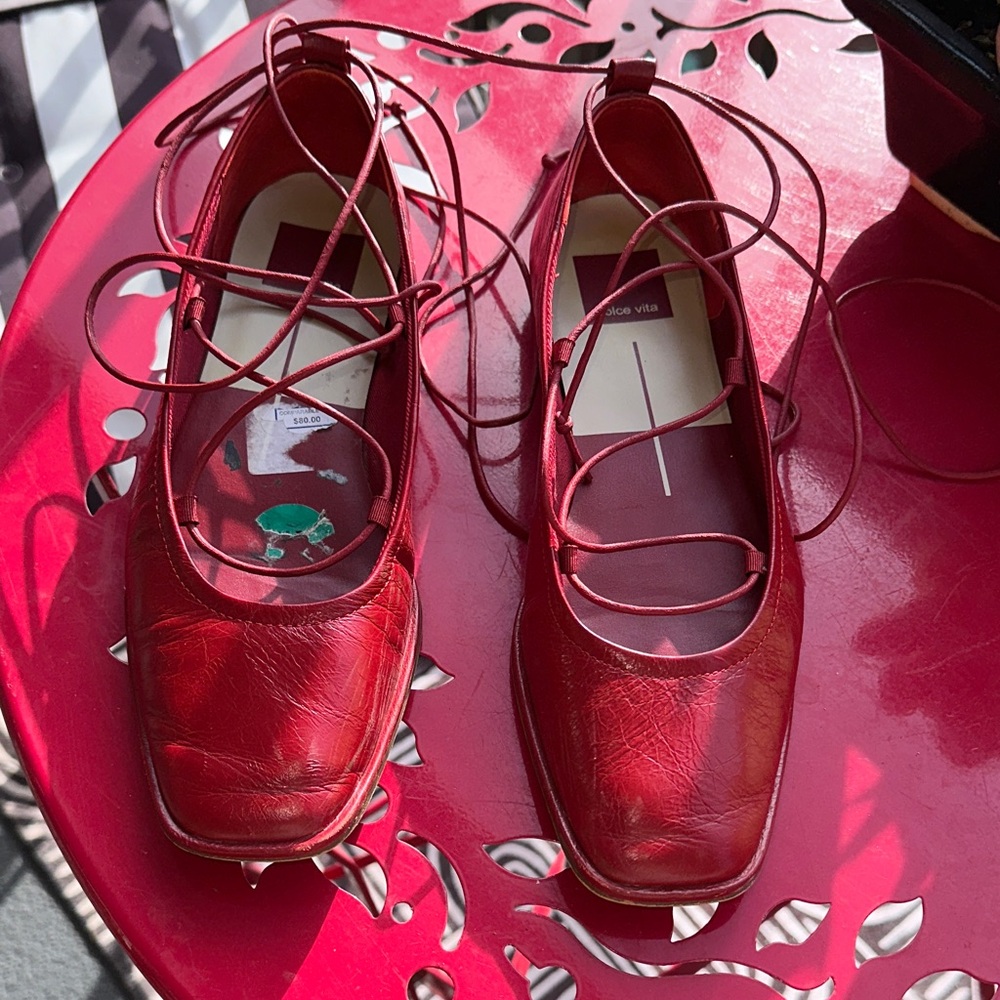 Red Leather Dolce Vita Ballet Flat